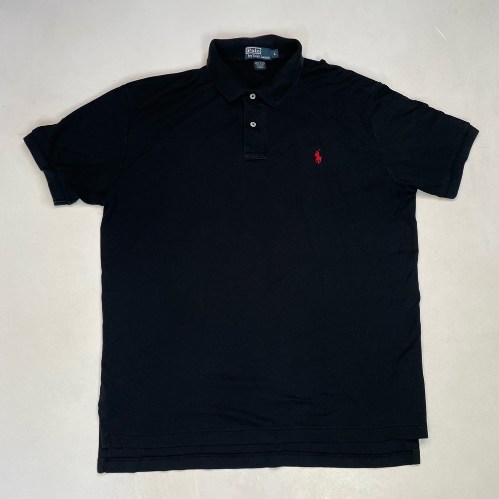 Polo Ralph Lauren Polo Shirt Men Large Black Pony Red Short Sleeve